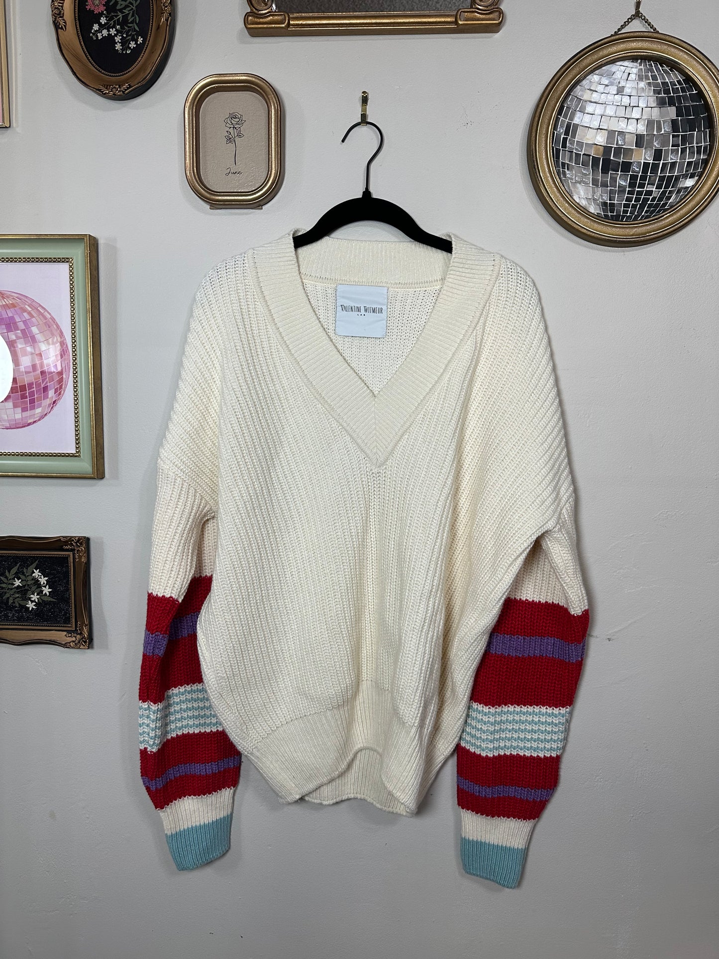 Large Color Striped Sleeves Sweater