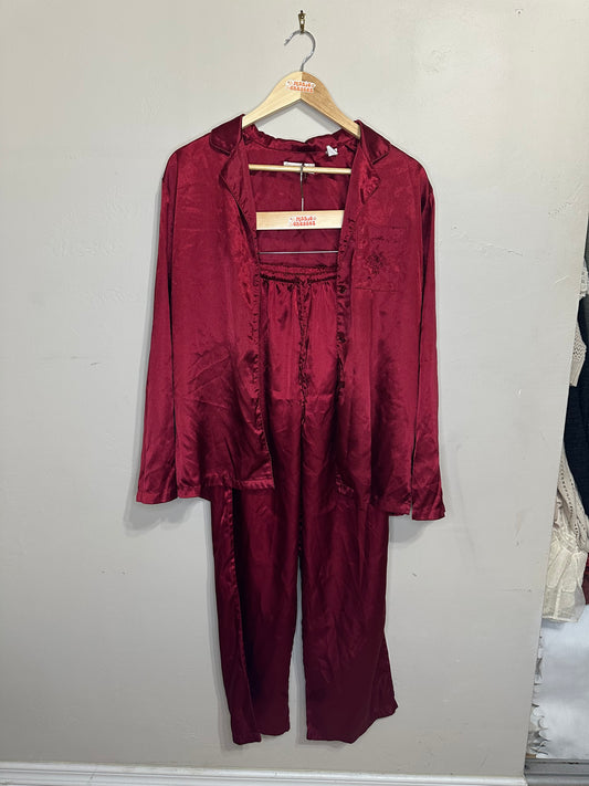 Medium Maroon Silk PJ Set
