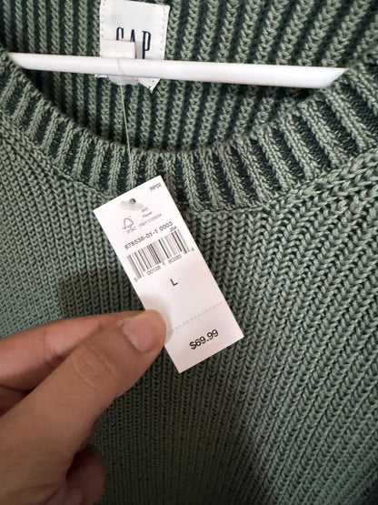 Large NWT Green Ribbed Sweater