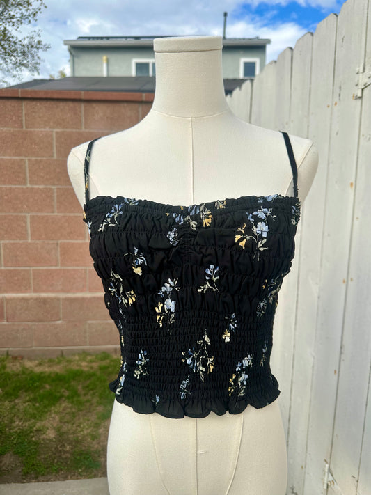 Large Black Floral Tank Top