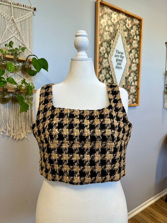 Large Tan/Black Crop Top