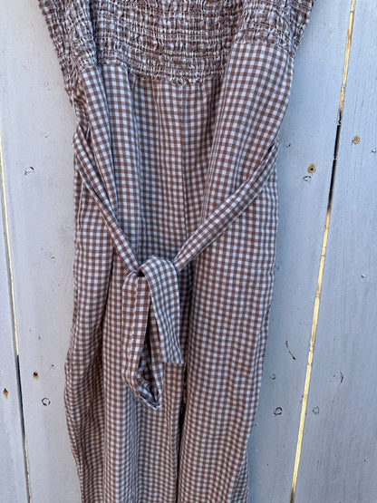 Large Neutral Gingham Jumpsuit