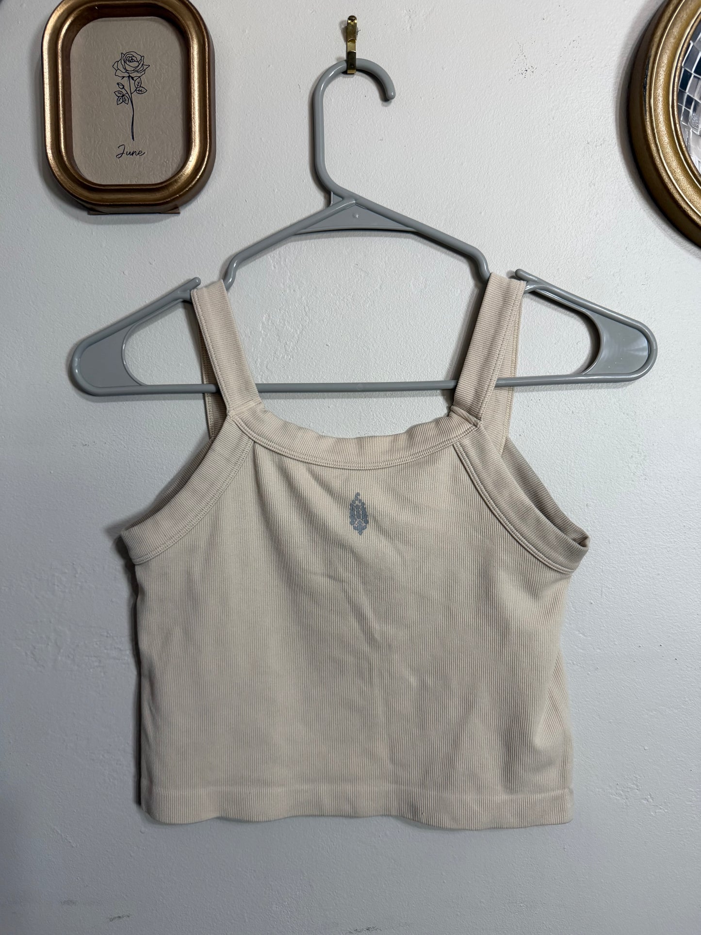 M/L Tan All Clear Solid Cami Crop Tank