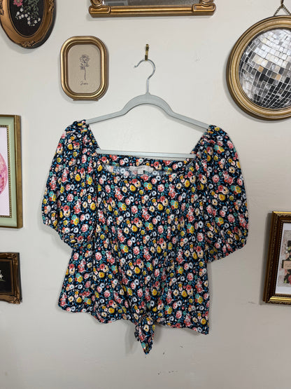 Medium Floral Blouse w/ Front Tie