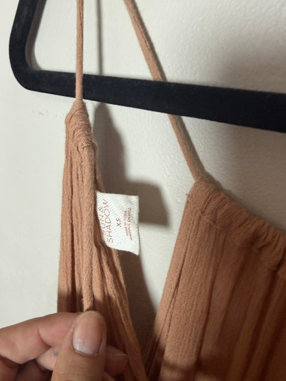 XS-Med Nude/Neutral Boho Tiered Mini Dress