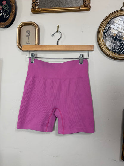 Medium Hot Pink Ribbed Biker Shorts
