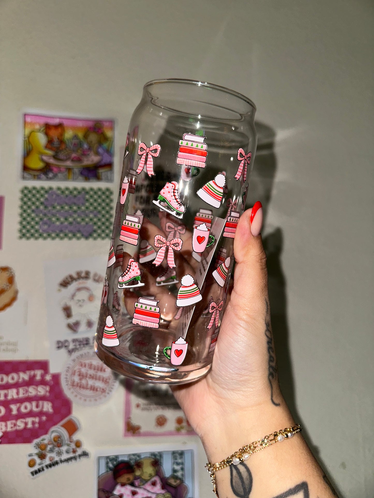 Bookish Candycane 20oz Glass Cup