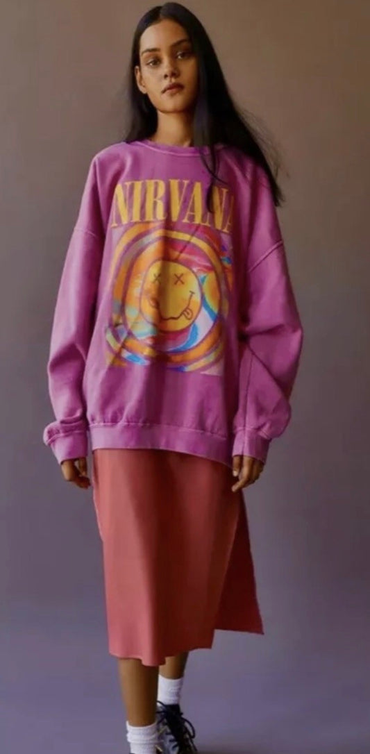 L/XL Nirvana Pink Oversized Crewneck
