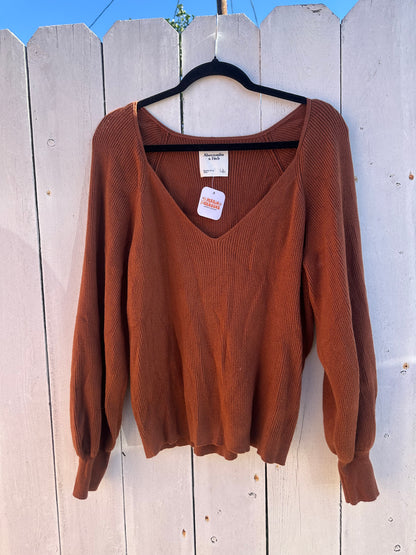 L/XL Nut Brown Vneck Sweater