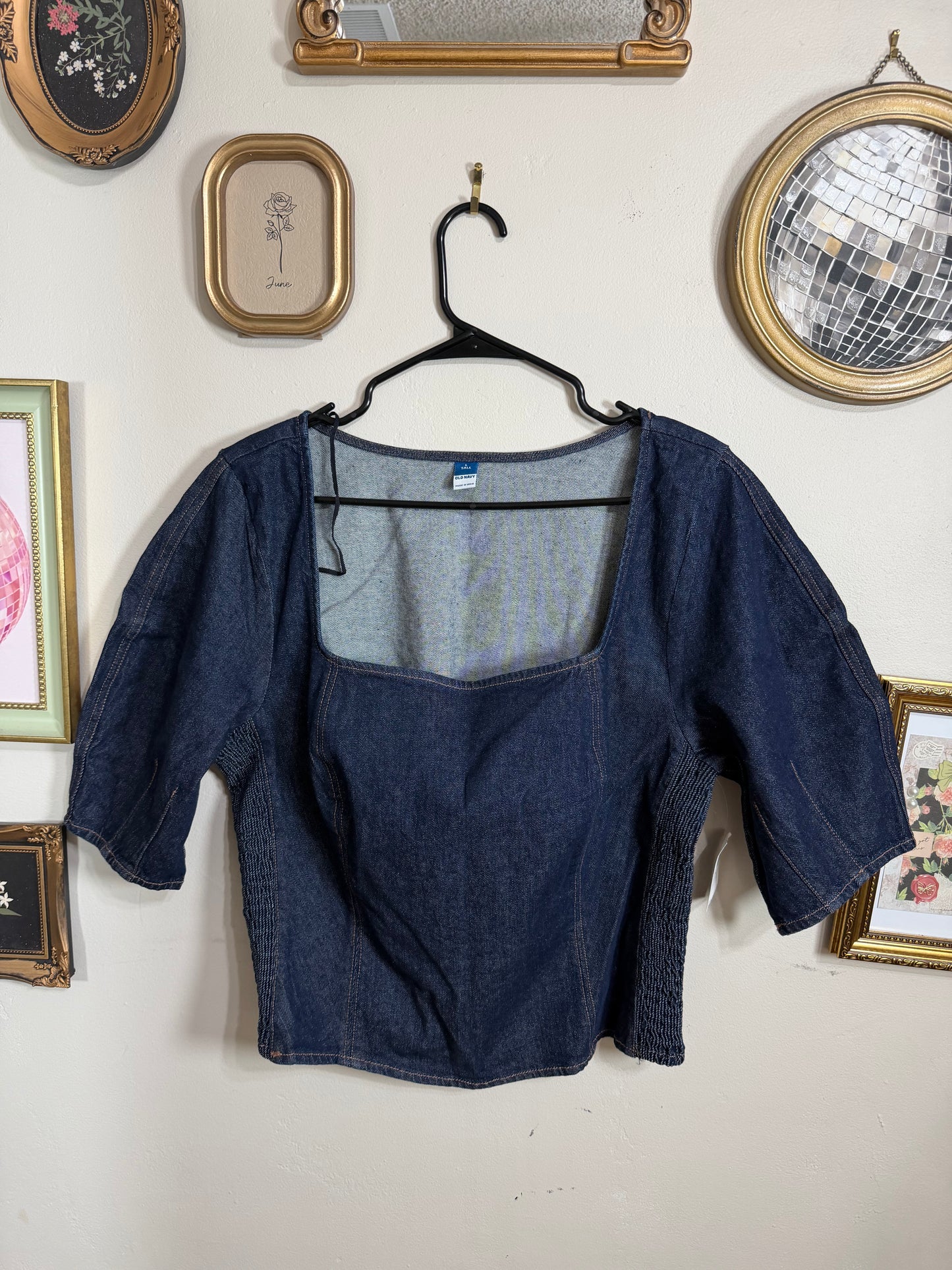 Large Tall NWT Denim Peplum Top