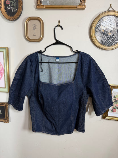 Large Tall NWT Denim Peplum Top