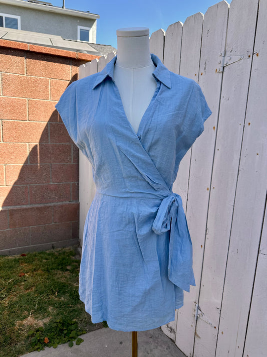 Medium Blue Tie Romper