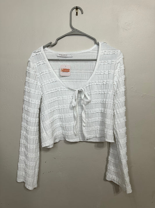 Large Ruffle Long Sleeve Tie Top