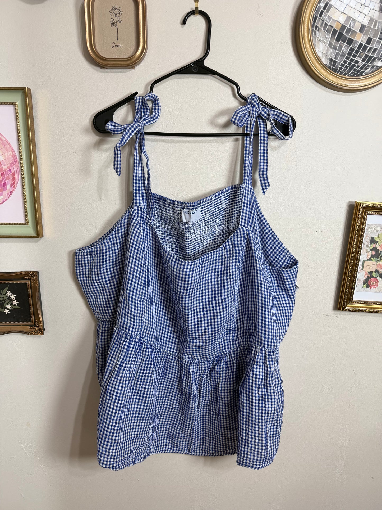 4x NWT Blue Gingham Tie Tank Top