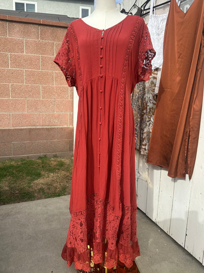 L/XL Rust Lace Detail Dress