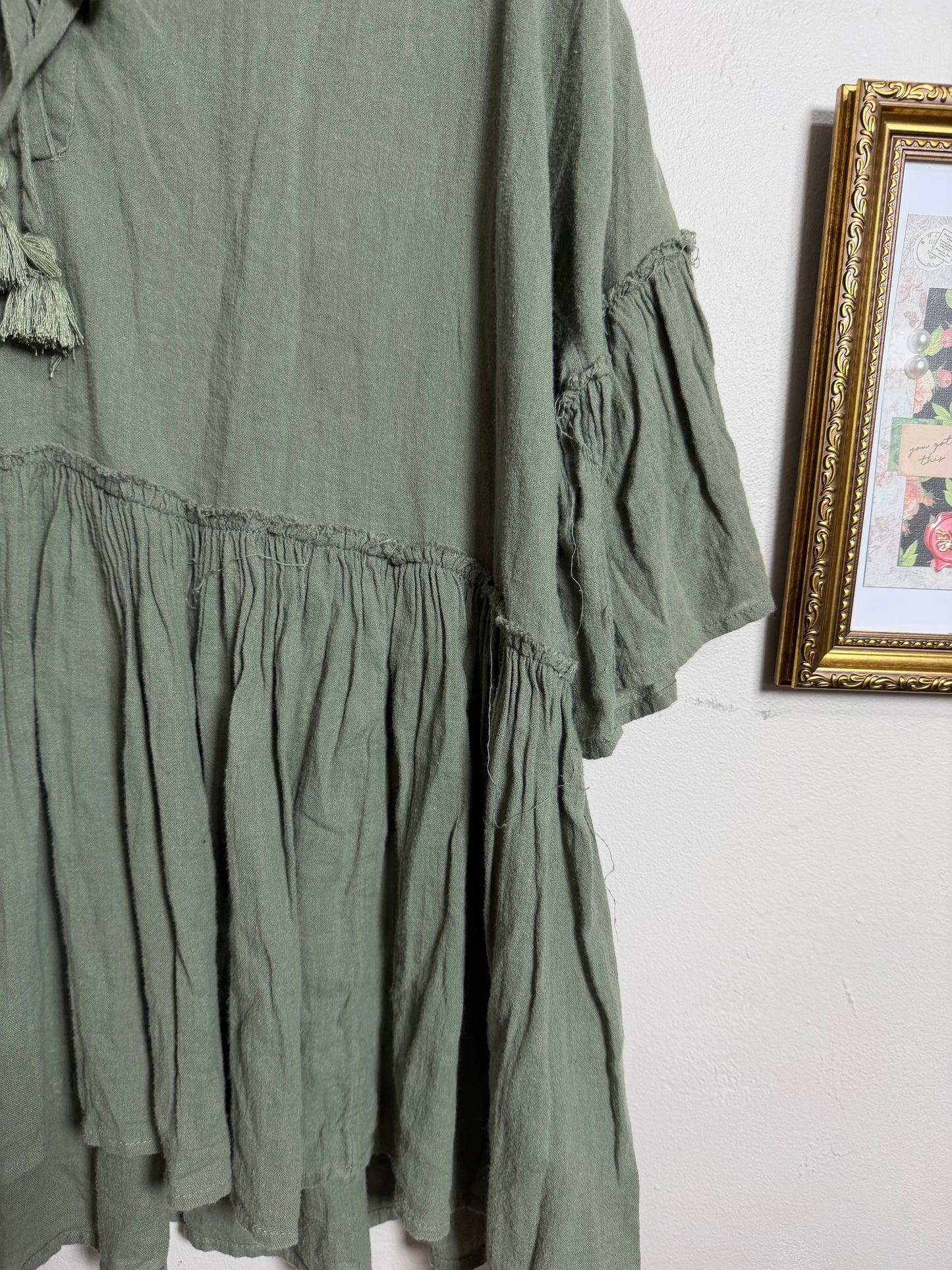 XS (up to M) Green Oversized Peplum Top