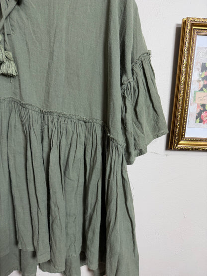XS (up to M) Green Oversized Peplum Top