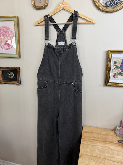 Small Long Denim Dungaree Off Black