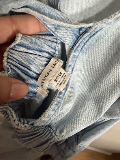 Small Light Wash Denim Flare Jumpsuit *small call out