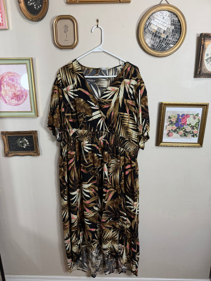 XXL Monstera Black Maxi Dress