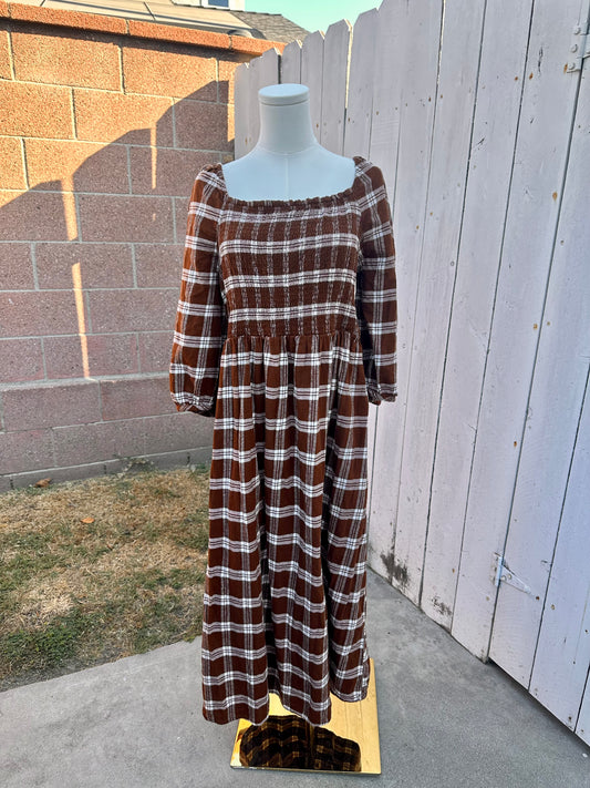 XXL Brown Gingham Dress