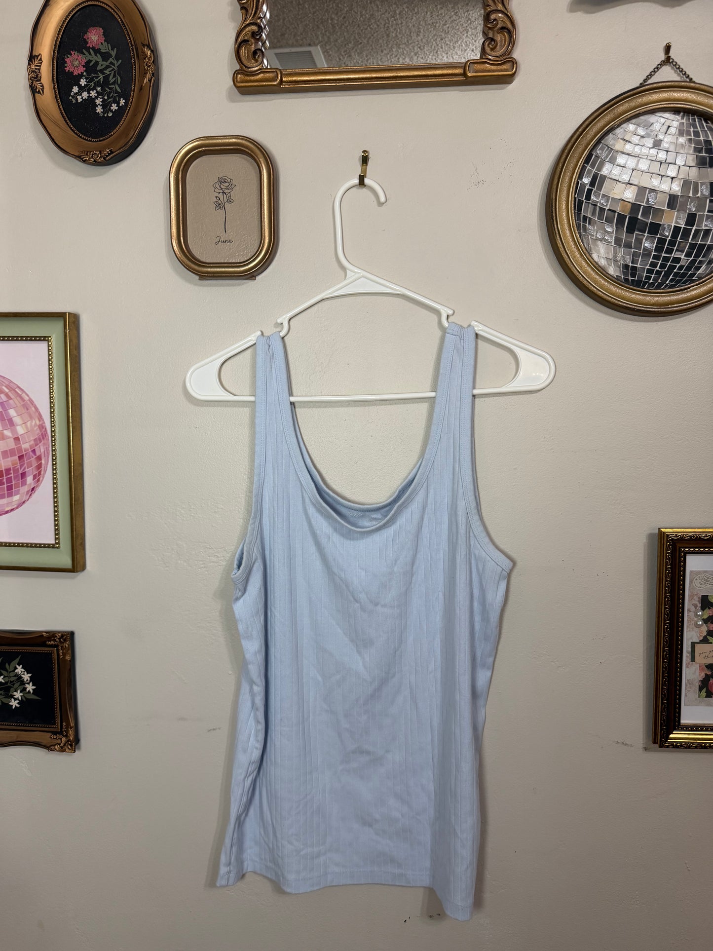 XL Baby Blue Ribbed Tank Top