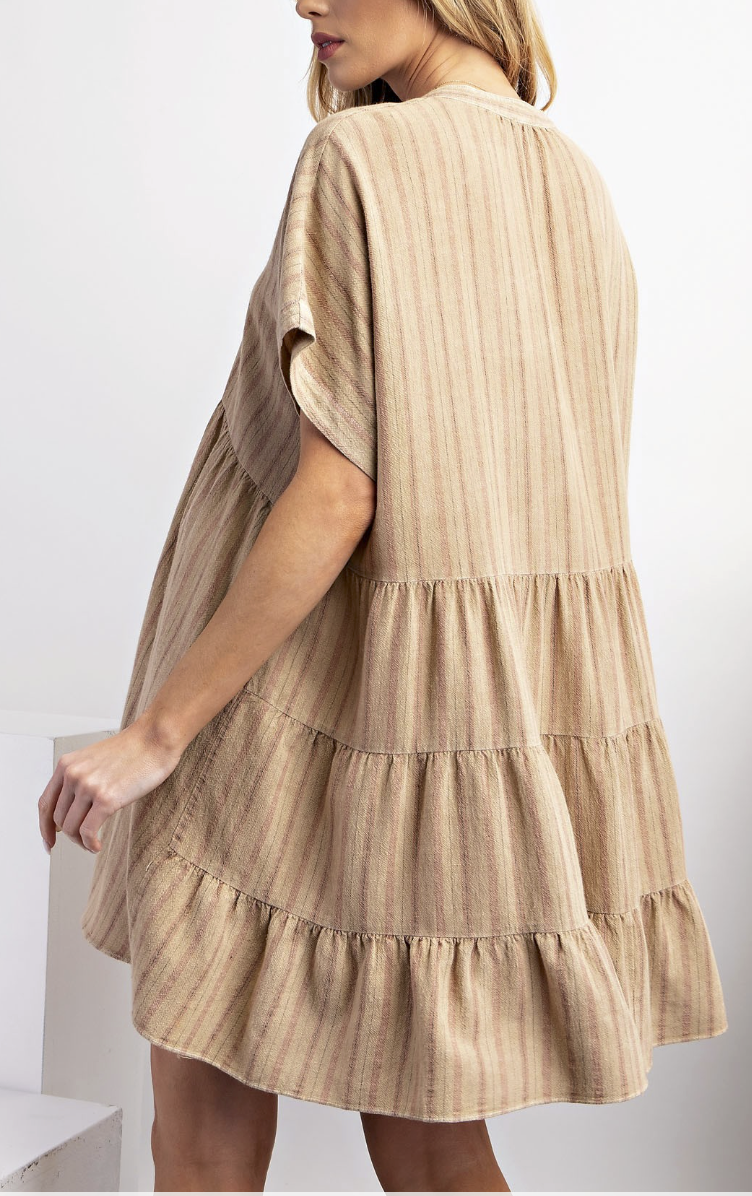 Stripe Linen Babydoll Tunic Dress