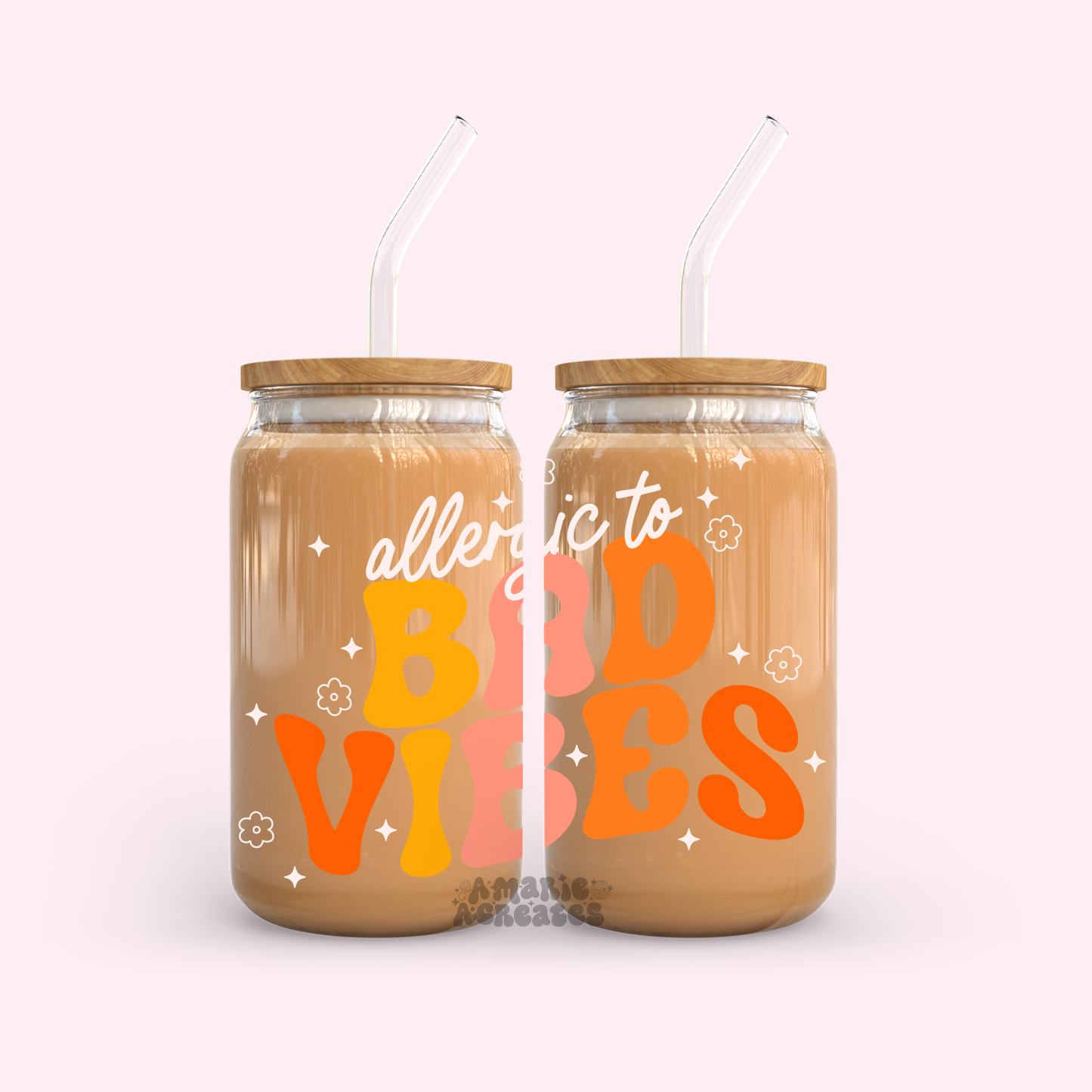 Allergic To Bad Vibes Glass Cup