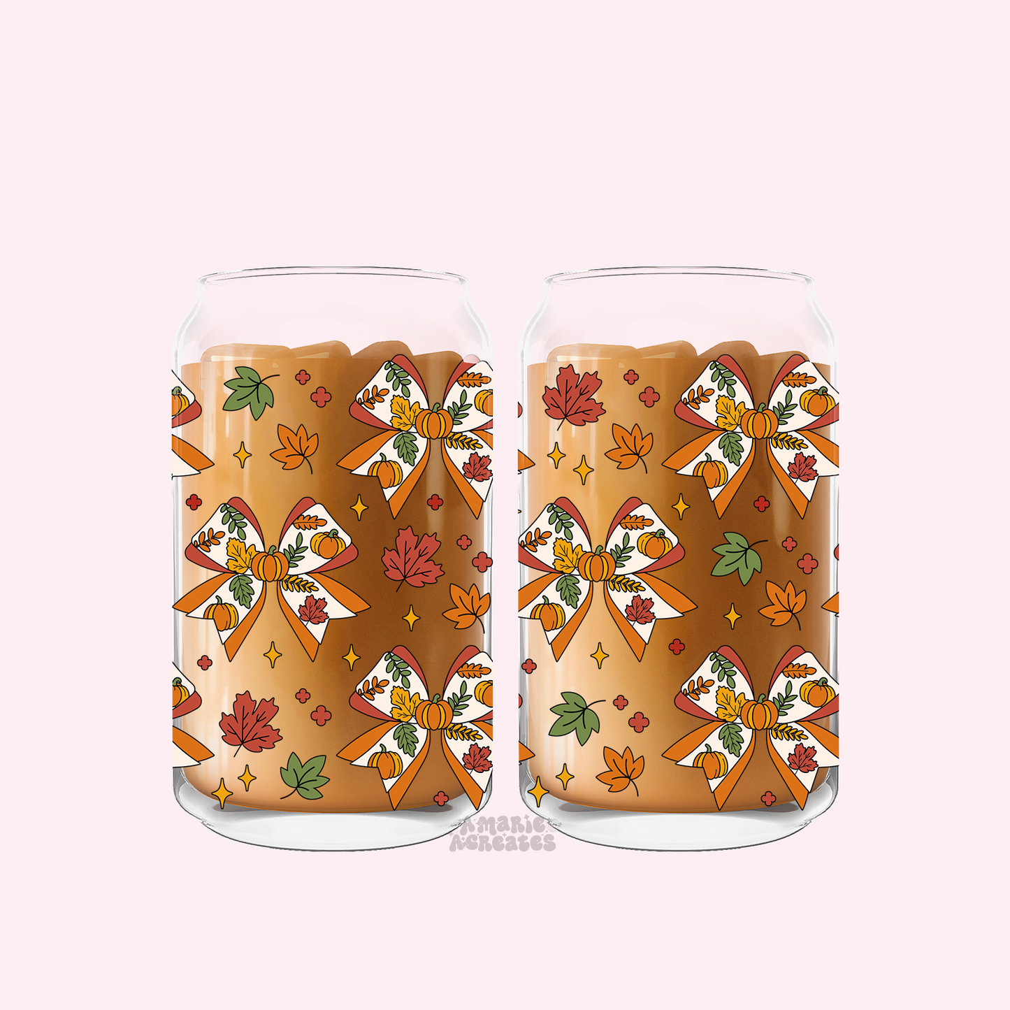 Autumn Bows Glass Cup