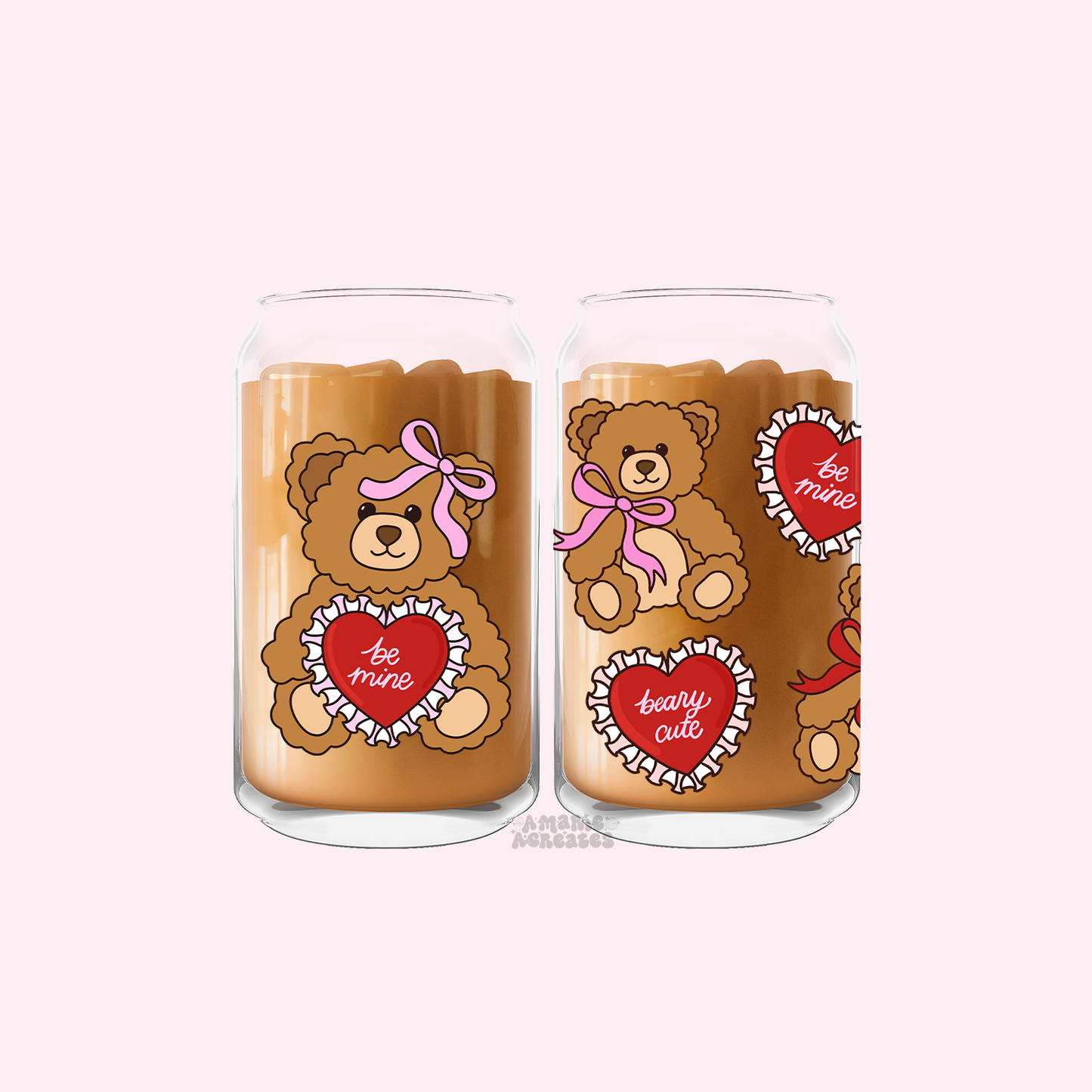 Beary Be Mine Glass Cup