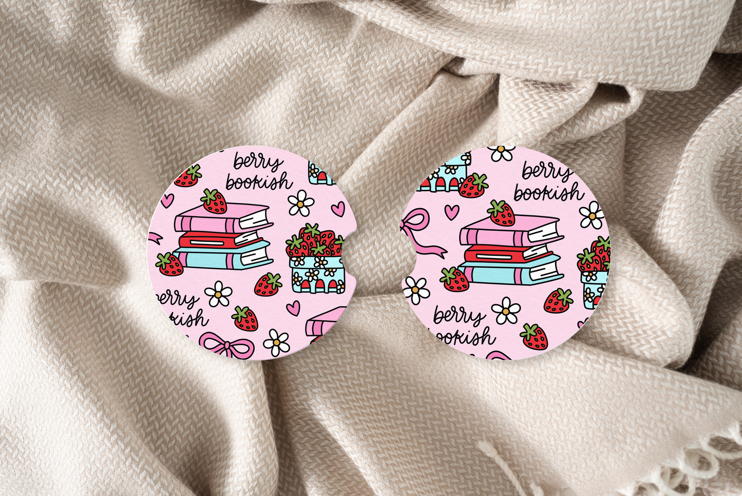Berry Bookish Car Coaster
