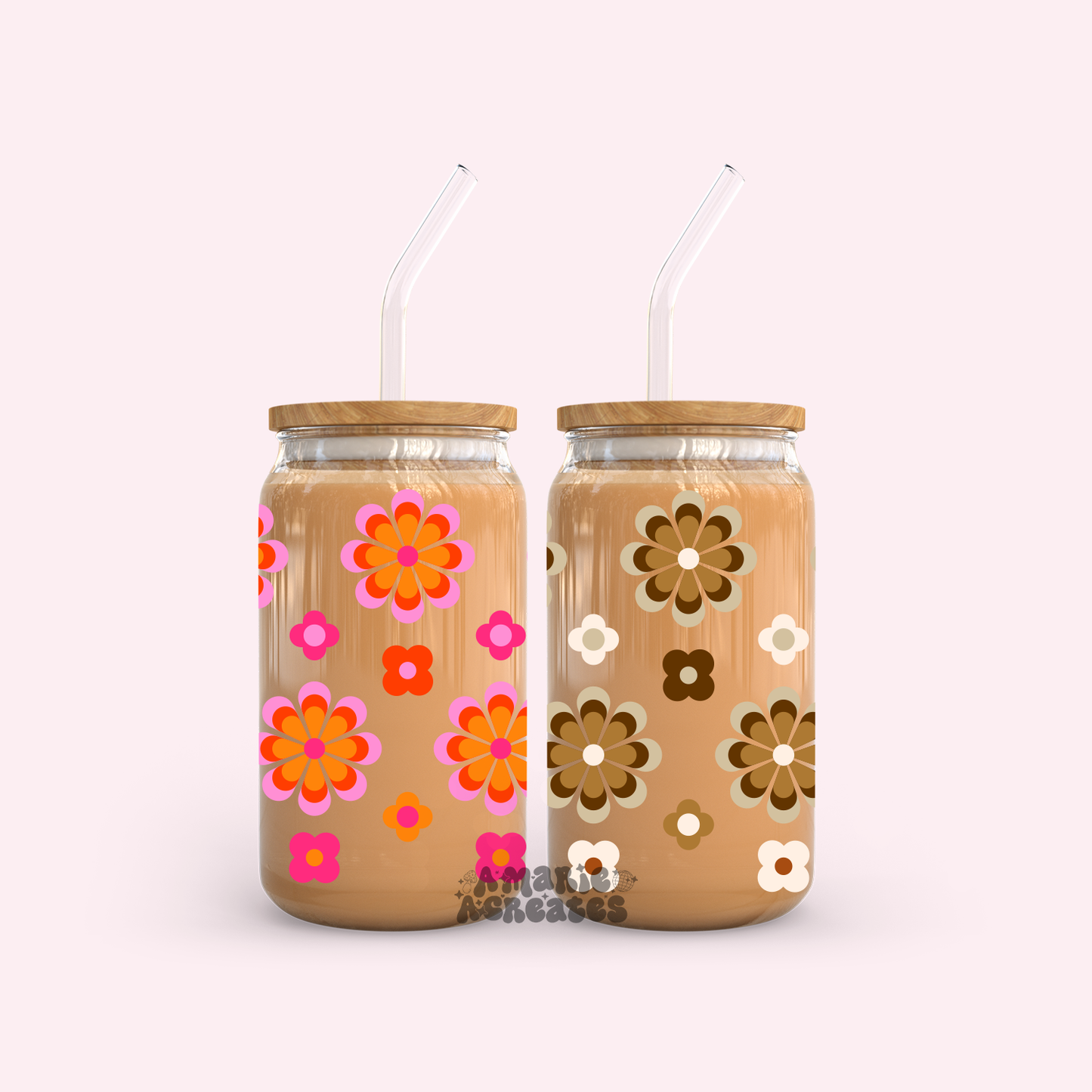 Bloom Baby Retro Wallpaper Pattern Glass Cup