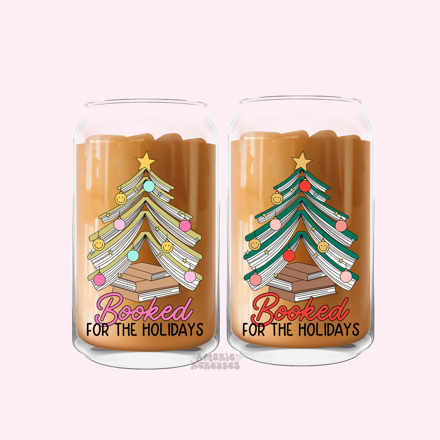 Booked For The Holidays Tree Glass Cup