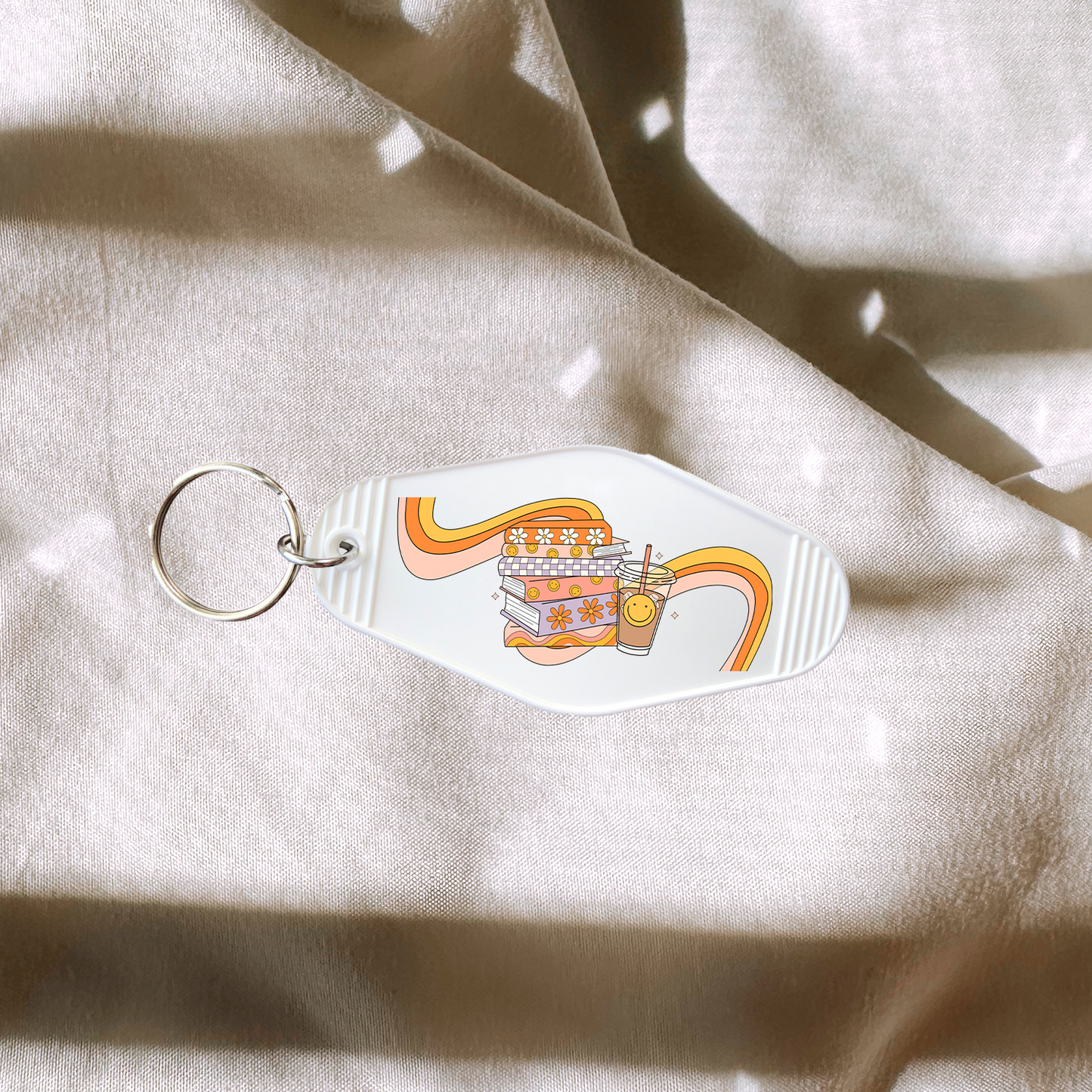 Groovy Books & Coffee Keychain