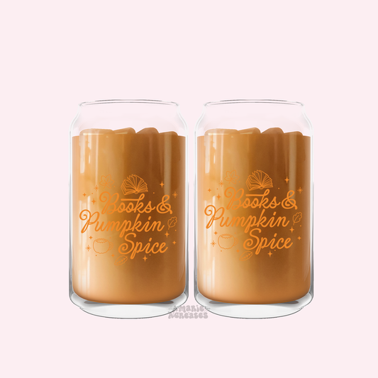 Books & Pumpkin Spice Glass Cup