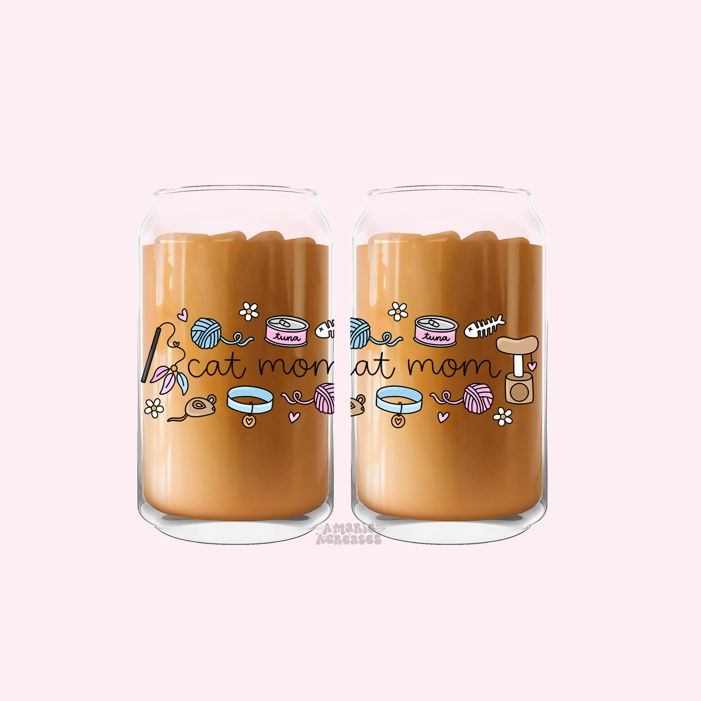 Cat Mom Glass Cup