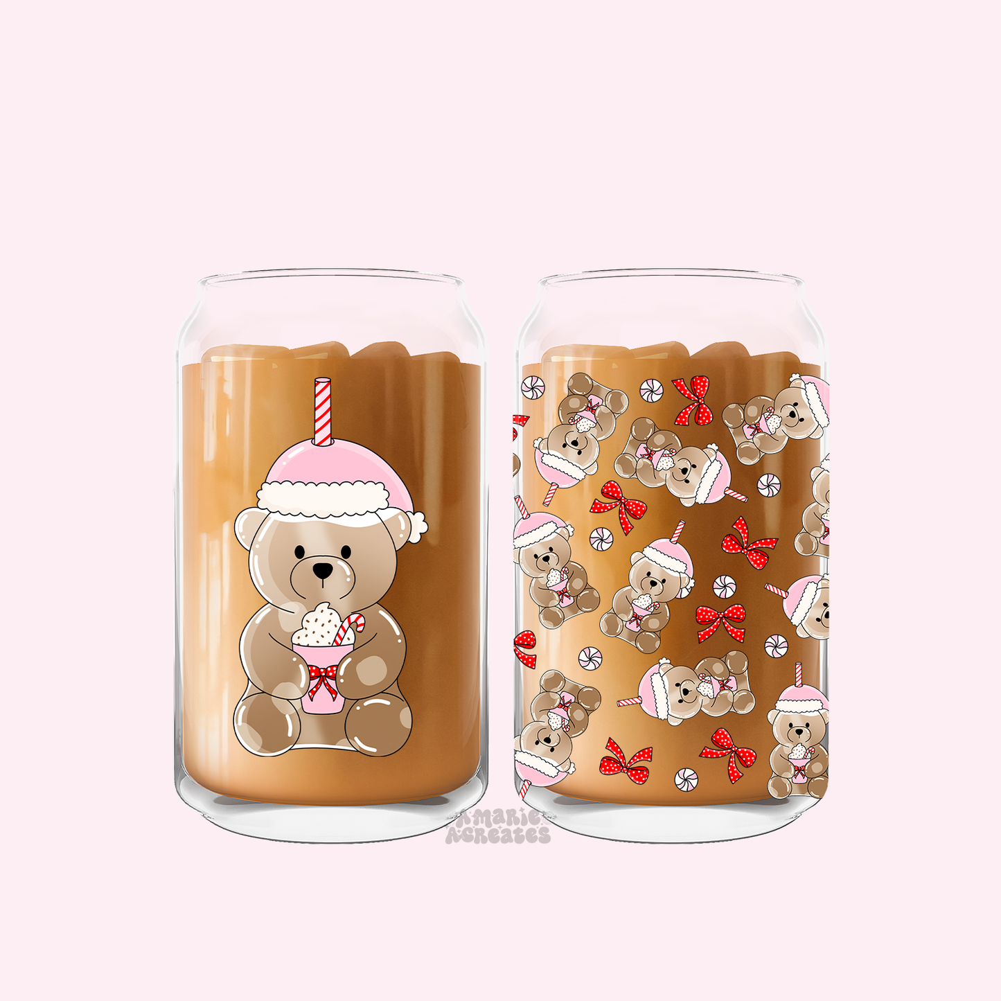Christmas Bear Glass Cup