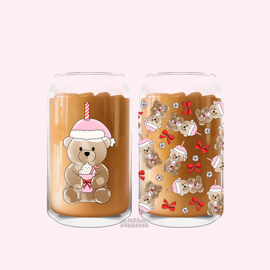 Christmas Bear Glass Cup