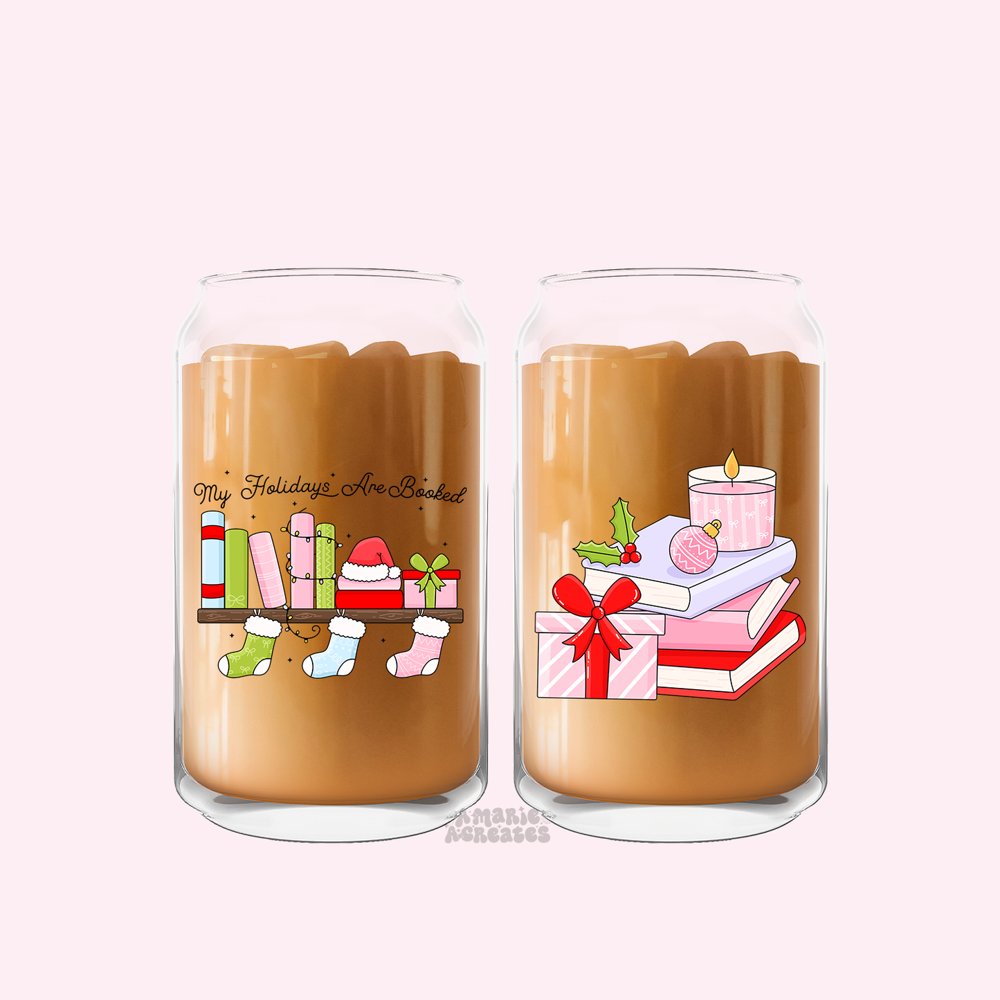 Christmas Books Glass Cup