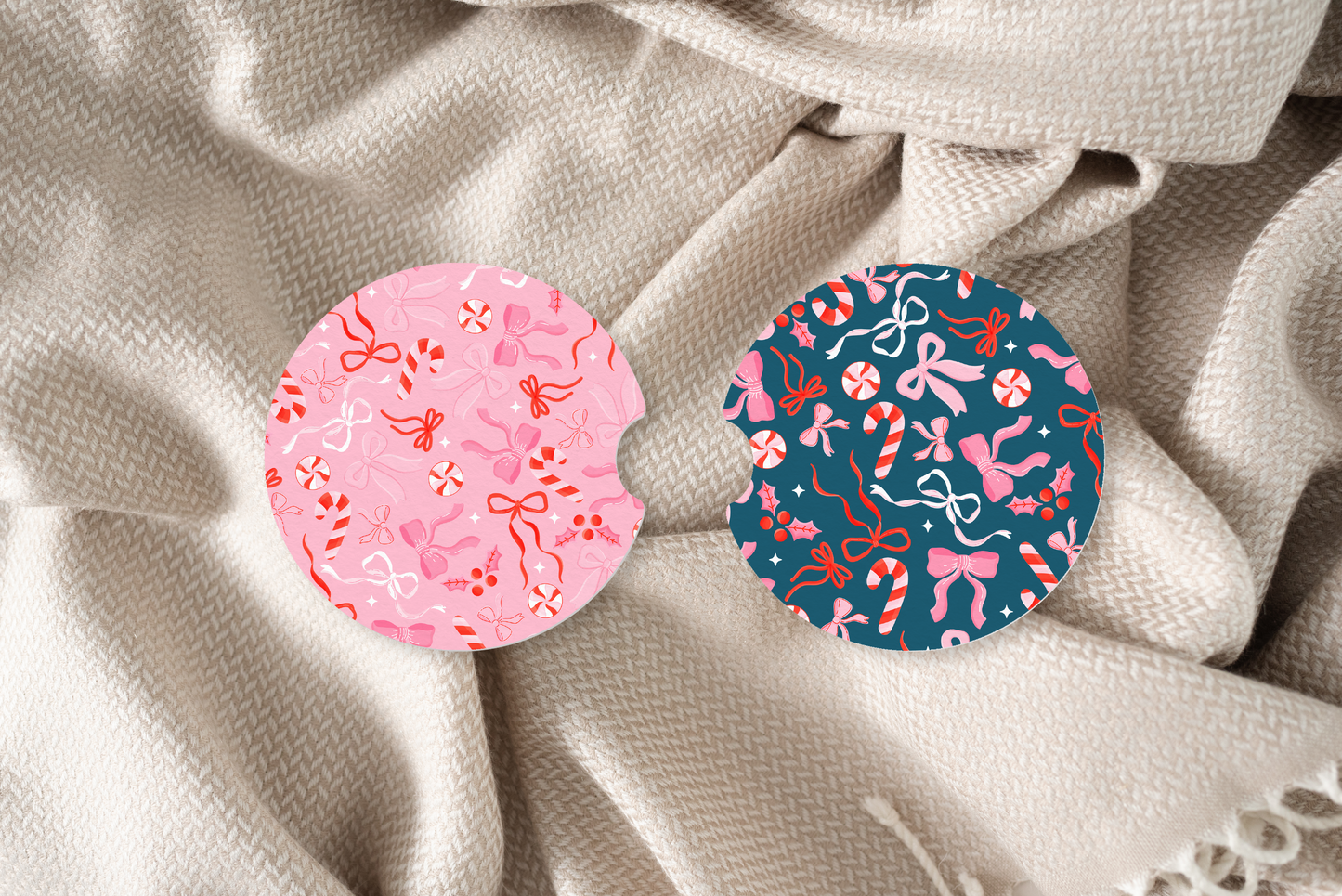 Christmas Bows Car Coaster