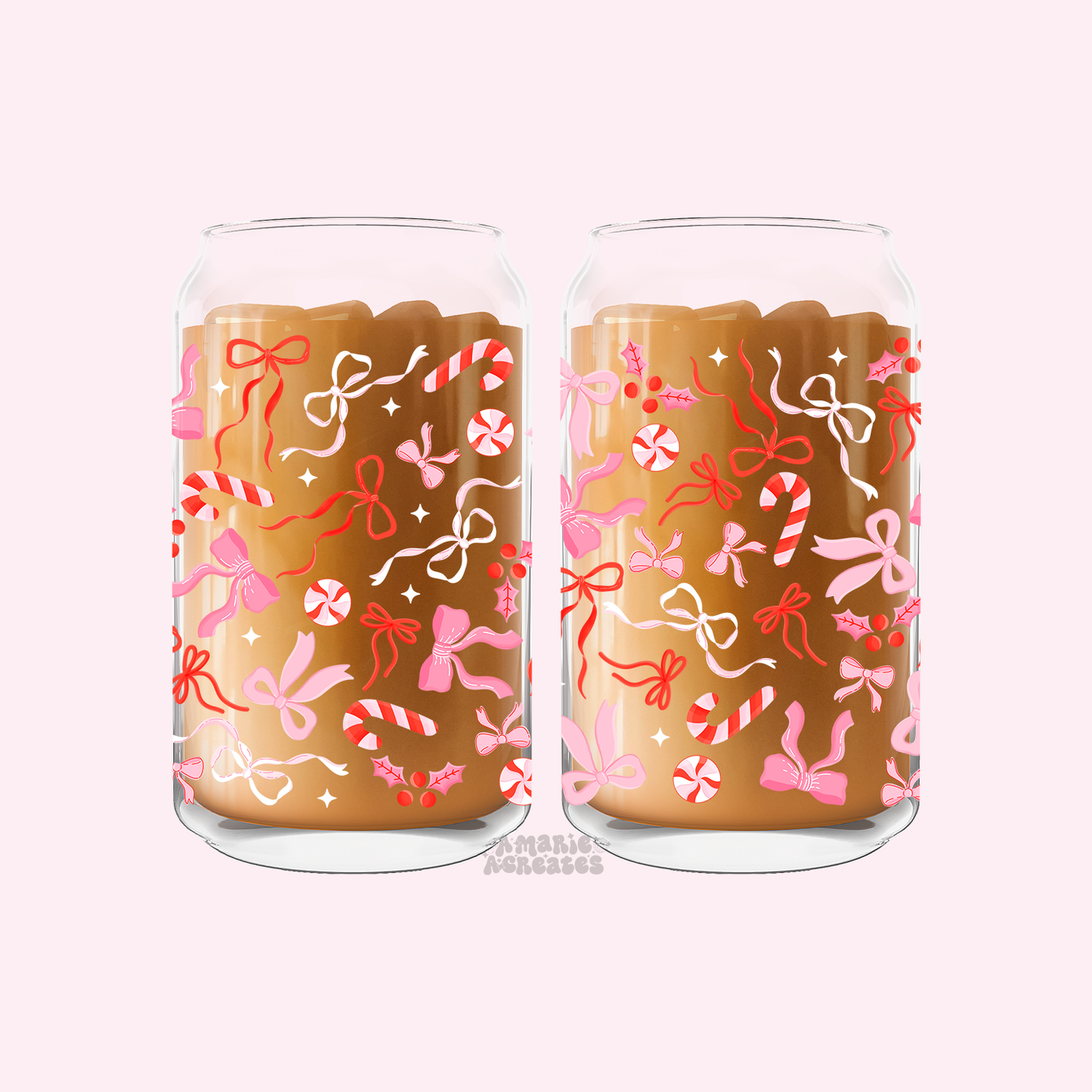 Christmas Bows Glass Cup