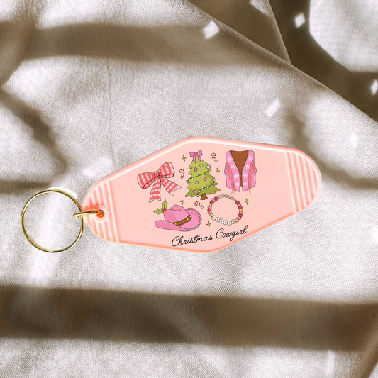 Christmas Cowgirl Keychain