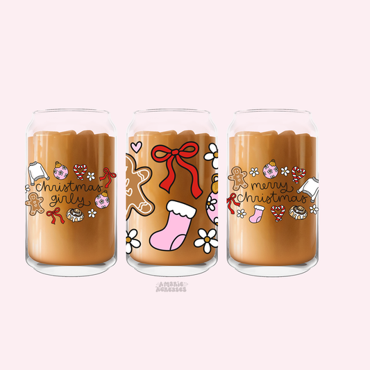 Christmas Girly Glass Cup