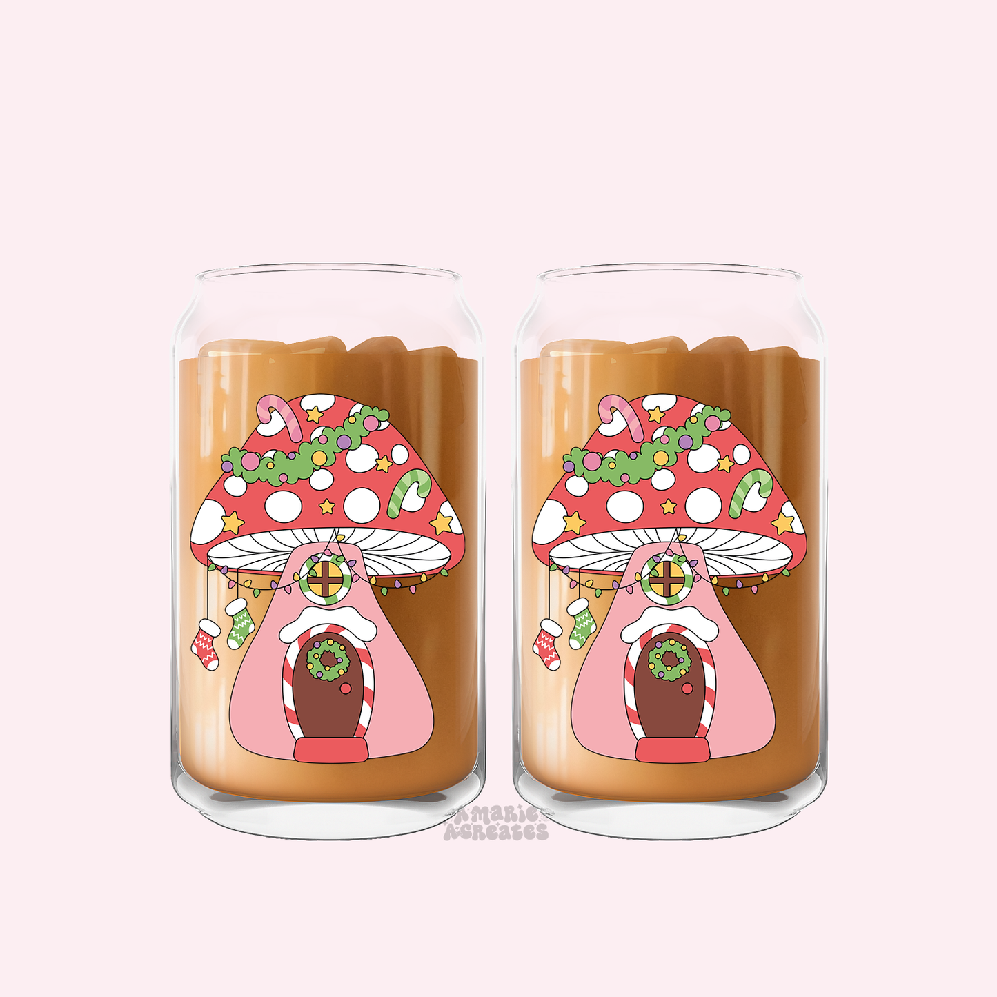 Christmas Mushroom Glass Cup