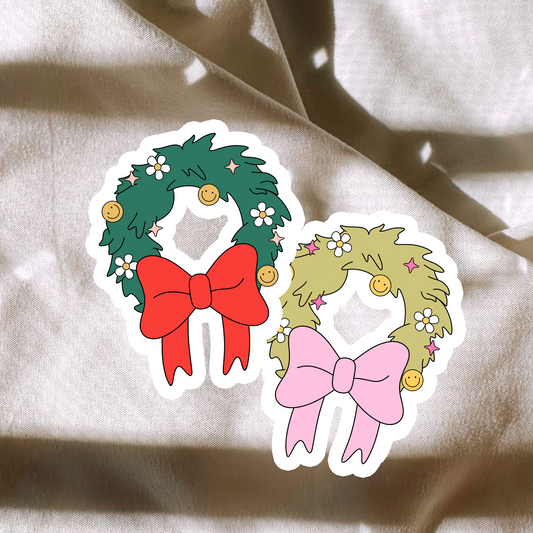 Retro Christmas Wreath Sticker