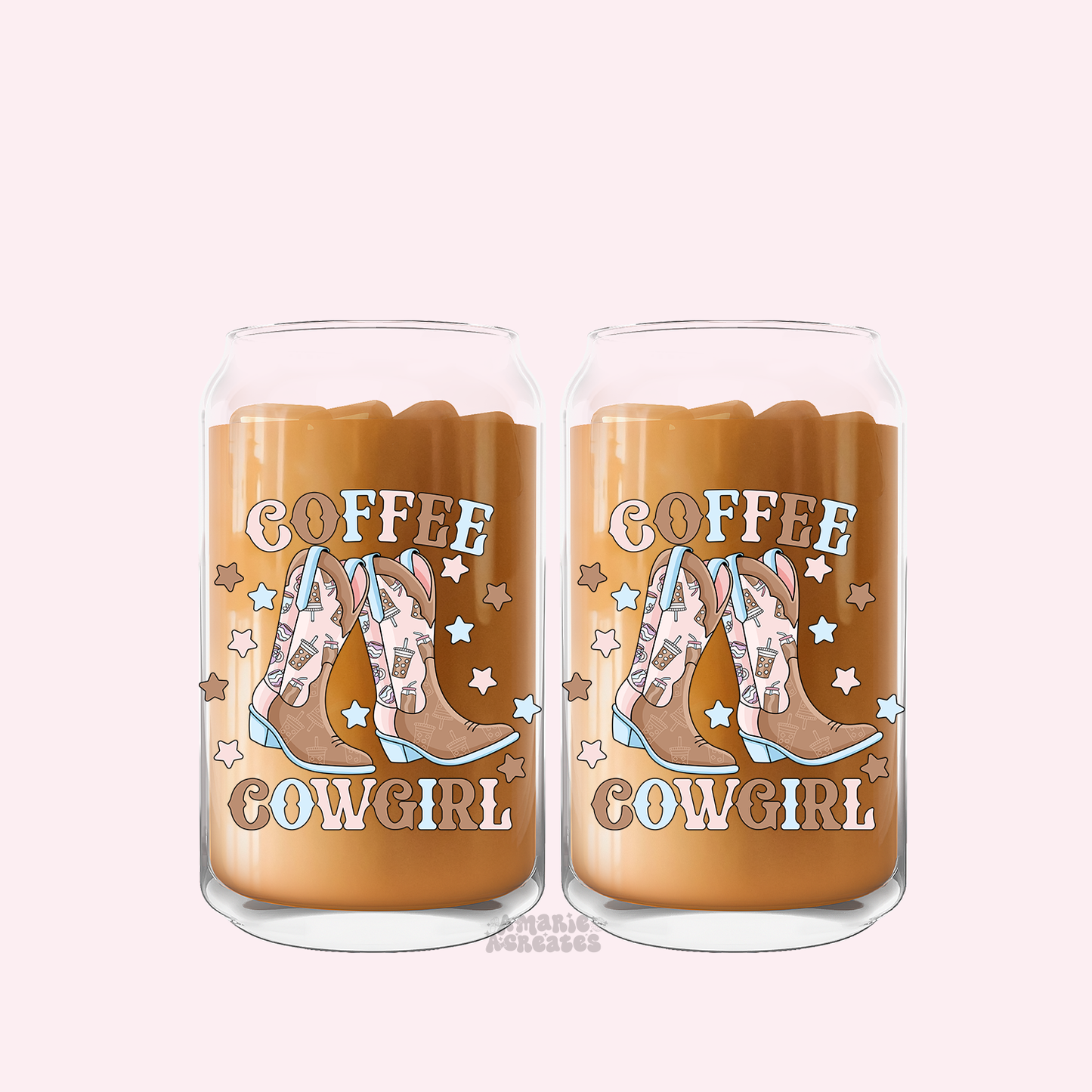 Coffee Cowgirl Decal Glass Cup