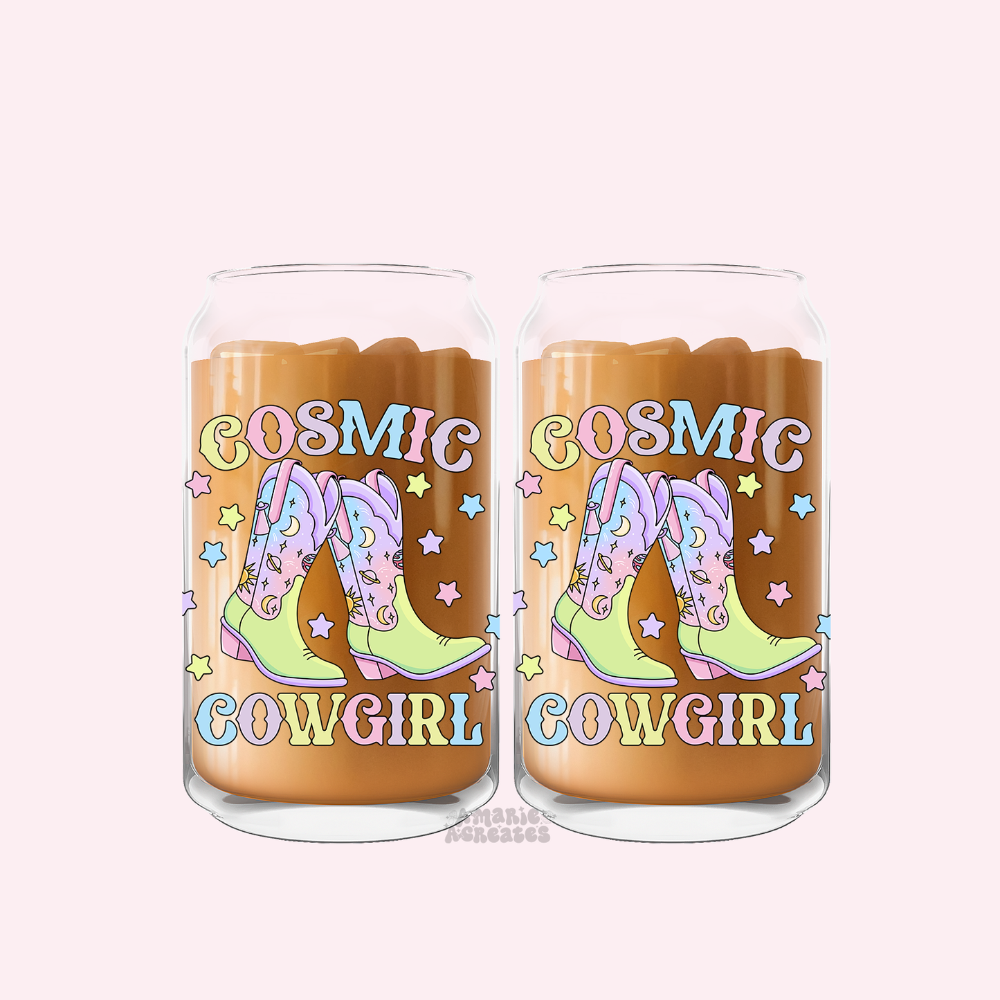 Cosmic Cowgirl Decal Glass Cup