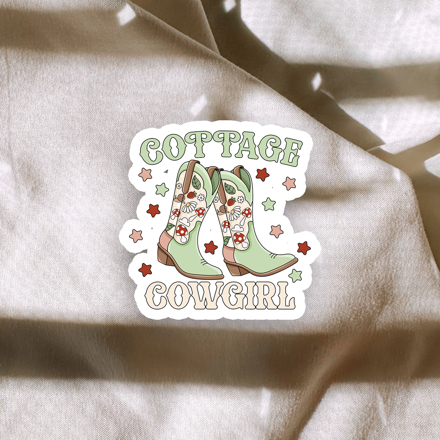 Cottage Mushroom Cowgirl Sticker