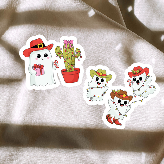 Cow-BOO Western Christmas Stickers