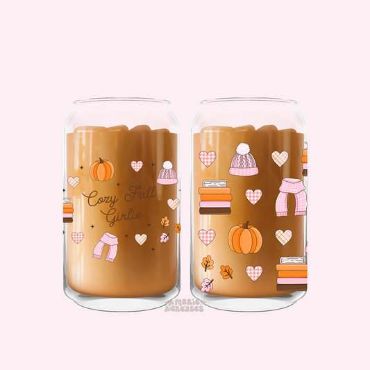 Cozy Fall Girlie Glass Cup